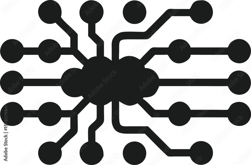 Aufkleber Abstract data flow neural network icon representing artificial intelligence and technology