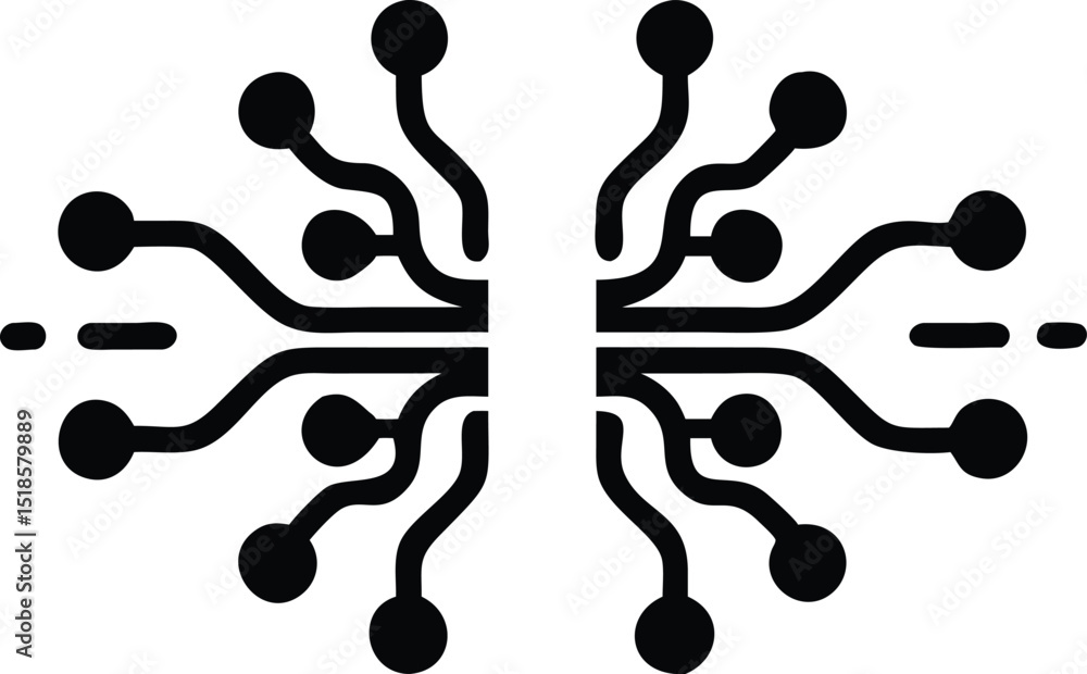 Poster abstract ai neural network flow design in a modern silhouette style