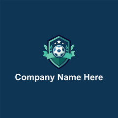 Shield soccer ball laurel stars ribbon dark blueteal  © jasmin