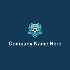 Shield soccer ball laurel stars ribbon dark blueteal © ohe