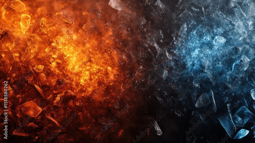 Aufkleber dynamic contrast of fire and ice in abstract background design