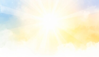 Obraz premium Radiant sunbeams piercing through a dramatic cloudscape in the vivid blue sky bright