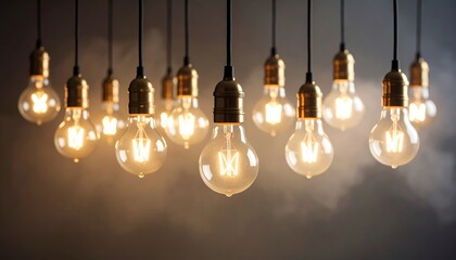 A captivating display of hanging light bulbs, illuminating brilliance in interior design