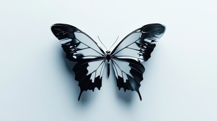 Black and white butterfly artwork minimalist style indoor setting