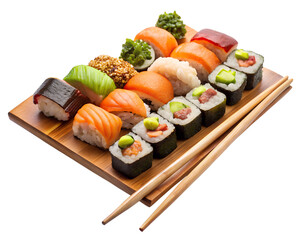Sushi Platter with Chopsticks Side Angle