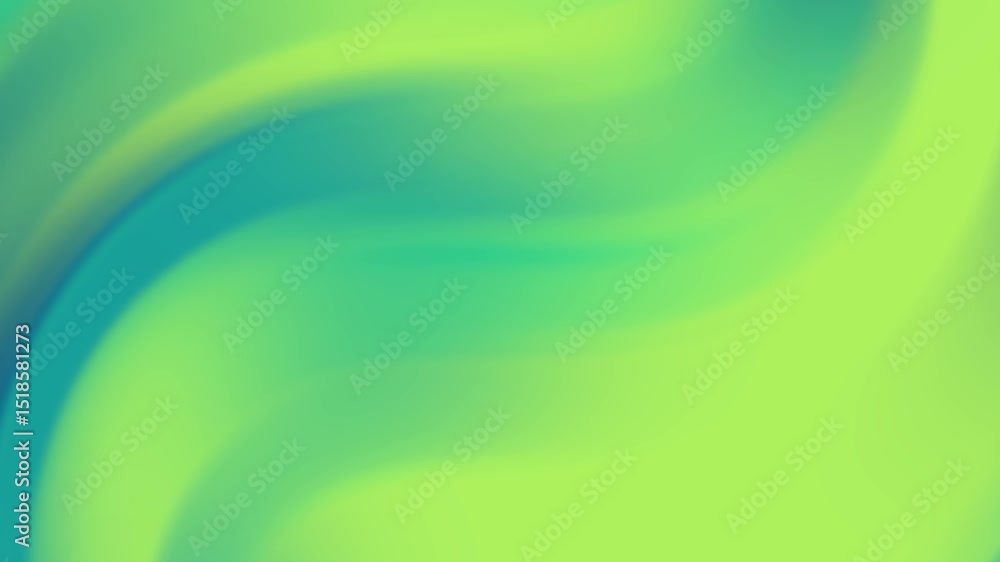 Poster abstract animated background with smooth gradient of green and blue hues, flowing like waves, creati