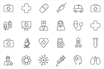 Obraz premium Set of Simple Black and White Medical Icons