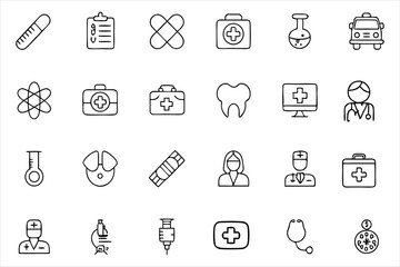 Set of Simple Black and White Medical Icons