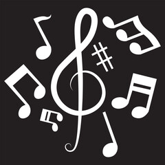 High-quality musical illustrations presenting vibrant notes and clef graphics for creativity