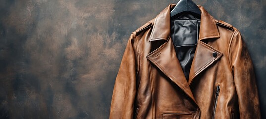 Fashion-Forward Leather Trench Coat Positioned with Empty Space to Support Custom Layouts, Promotional Content, or Visual Design Needs