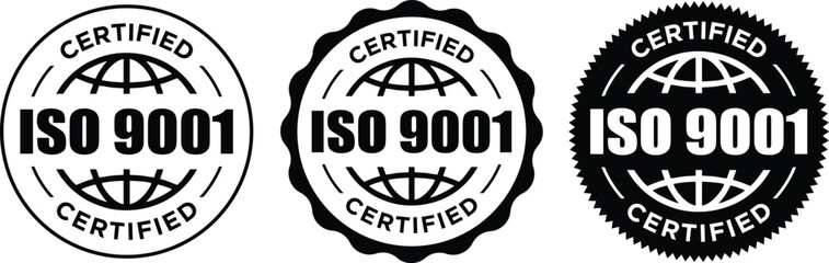 ISO 9001 Certified Seal Set | Quality Assurance Certification for Business Compliance and Standards