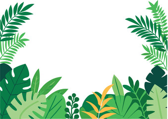 Tropical Foliage Frame with Green Leaves and Natural Elements Perfect for Summer Designs Invitations and Creative Projects with a Fresh and Vibrant Botanical Theme