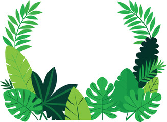Tropical Green Leaves Frame with Blank Space for Text Perfect for Summer Greetings Invitations or Decorative Designs with a Natural and Vibrant Aesthetic