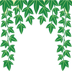 Green Ivy Vine Border with Copy Space for Text or Design Isolated on White Background Natural Frame with Plant Elements