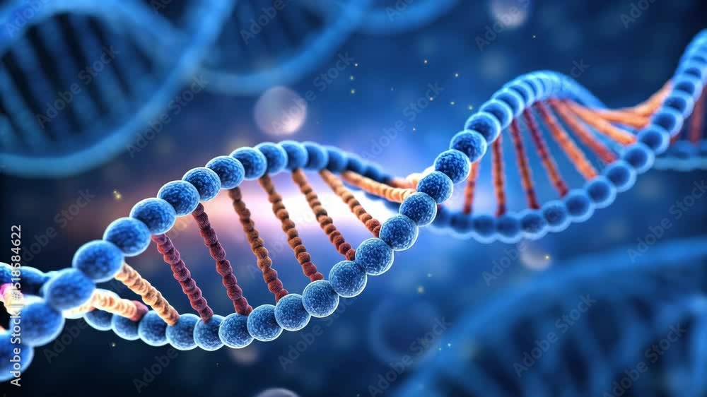 Poster a colorful, close-up visualization of a dna double helix, showcasing its intricate structure and the