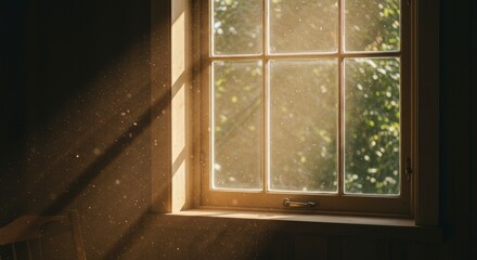 Sunlight streaming through a window onto a textured wall, creating a warm and inviting atmosphere.