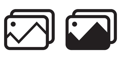 Images icon flat editable icon mark set. Photo gallery vector icon set. image or photo album symbol icon in black color set.