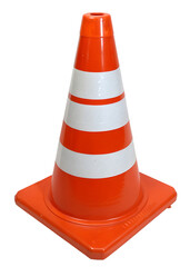 A high-resolution, studio-style photograph of a single, standard traffic cone.