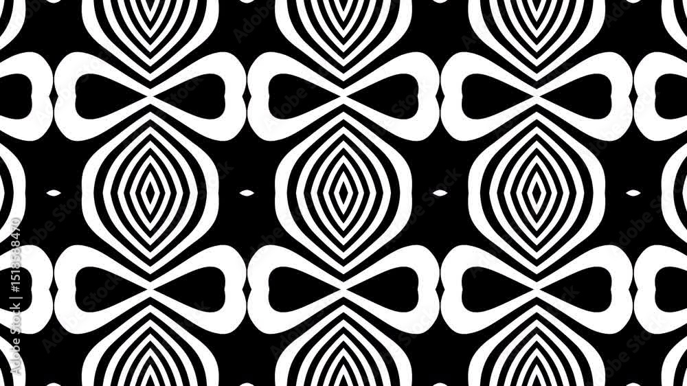 Aufkleber black and white visualisation concept. endless loop video 4k seamless background animation. black an