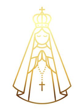 Nossa Senhora de Aparecida, Mother of God, Our Lady Virgin Mary gold vector illustration