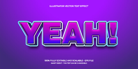 YEAH Bold Text Effect Editable Retro Illustrator Vector Design for Creative Typography