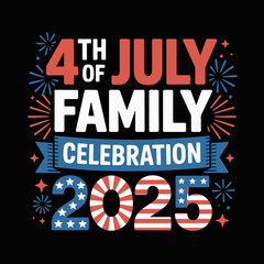 Celebrating the 4th of July, the image showcases a vibrant design with fireworks and a festive banner