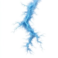 Electric blue lightning strike effect on white background