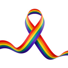Rainbow Color Twisted Ribbon isolated , waving rainbow flag ribbon PNG 


