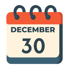 30 December vector on white background
Vector calendar with date
