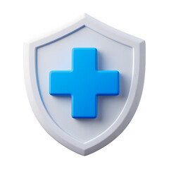 Fototapeta premium 3d render blue plus sign on white hexagon isolated on transparent background