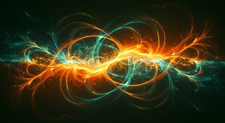 Fototapeta premium Harmony of elements displayed through vibrant swirls and glowing hues in an abstract representation of balance