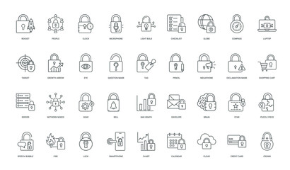 Fototapeta premium collection lock icons creatively integrated themes concepts minimalistic design