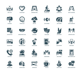 loneliness and social isolation icon set