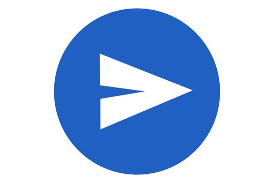 white send message icon button over blue circle