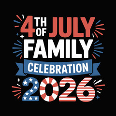 Celebrating the 4th of July, the image showcases a vibrant design with fireworks and a festive banner