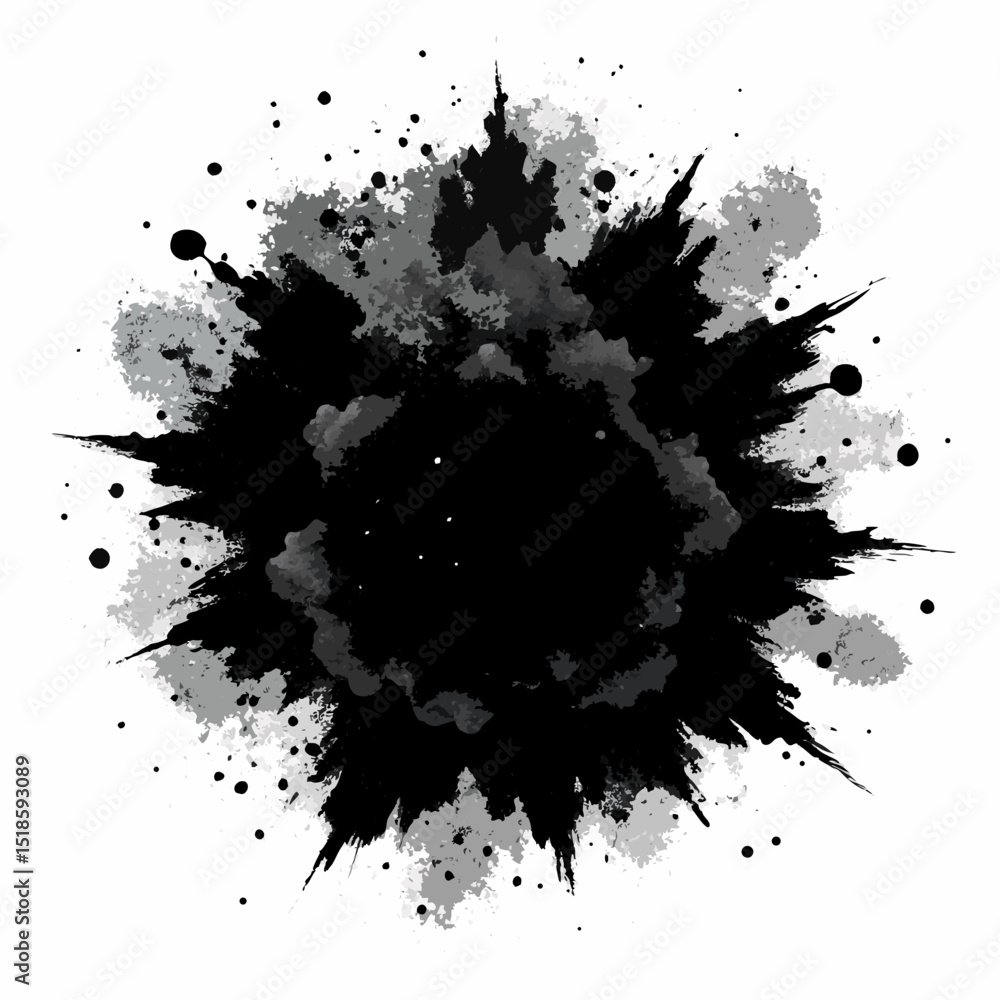 Poster abstract black ink splashes background design element
