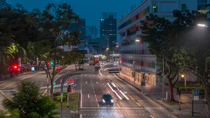 Old Hill Street Police Station historic building in Singapore night to day timelapse.