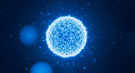Glowing blue energy ball with electrical discharge. Electric plasma field. Power, science, and future technology concept.
