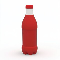 Bright Red Plastic Bottle with Cap on a White Background