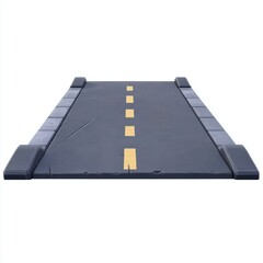 Realistic Black Road with Yellow Center Line for Background Design