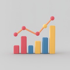 Colorful 3D Graph Illustrating Growth and Data Trends in Business