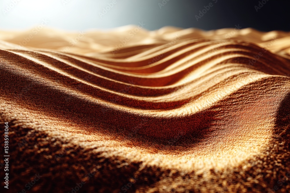 Aufkleber abstract close-up of textured sand dunes with warm lighting, creating a rippled pattern and an invit