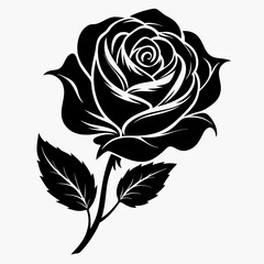 Elegant black rose floral vector pattern with vintage leaf decoration