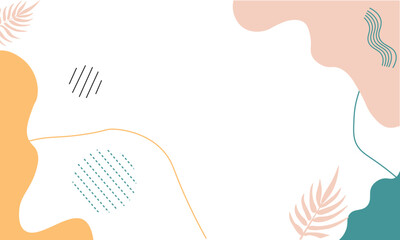 Abstract background with tropical plants and geometric objects