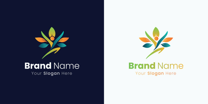 Creative Logo Design Concept for Wellness Brand with Colorful Abstract Plant Elements
