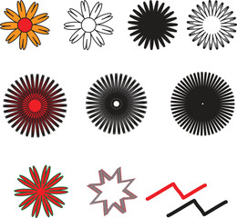 Colorful floral vector set with abstract decorative elements and seamless patterns