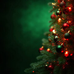 AI generated Abstract Christmas background, in green and red