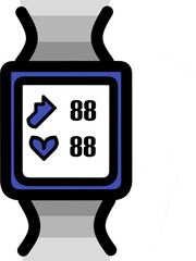 Obraz premium Modern smartwatch displaying heart rate and health data, suitable for fitness apps and health monitoring.