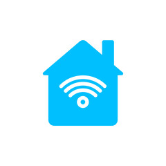 house icon with Wi-Fi signal, visual for home internet, smart home, home automation, connectivity or modern life suitable for web design, mobile apps, printed materials and presentations