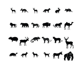 Silhouette Collection Diverse Wildlife Animals, Perfect for Logos and Designs